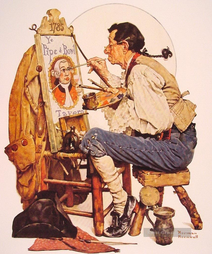 Rohr und Schüssel Zeichen maler 1926 Norman Rockwell Ölgemälde
